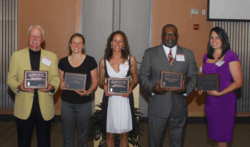 Five 2010 Athletic Hall of Fame Inductees were in attendance (L to R): Colin Lindores, Leah Pero, Miloe McCall, Darryl Robinson and Angel Alcorcha. (by: Lee Stidham)