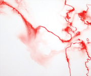 Red ink on white background